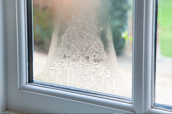 Photo showing condensation on a window