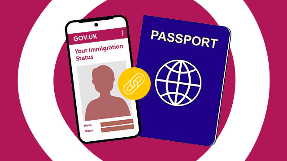 Graphic showing a passport and government website account profile